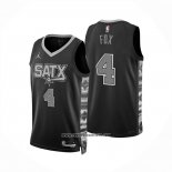 Camiseta San Antonio Spurs DeAaron Fox NO 4 Statement 2024-25 Negro